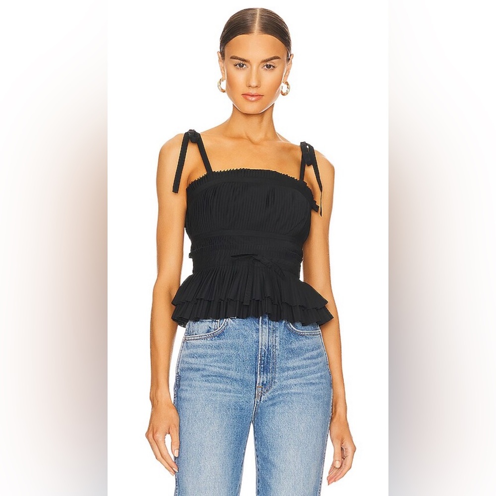 ❤️Ulla Johnson NWT Bea Pleated Top in Black.  Size 12.